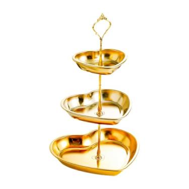 Imagem de SiaBiced Bandeja de Servir em Formato de Coração para Sobremesas, Cupcake E Barraca de Frutas para Festas, 3 níveis