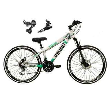 Imagem de Bicicleta Aro 26 Vikingx Tuff Branco/Verde 21v Alumínio Câmbio Shimano
