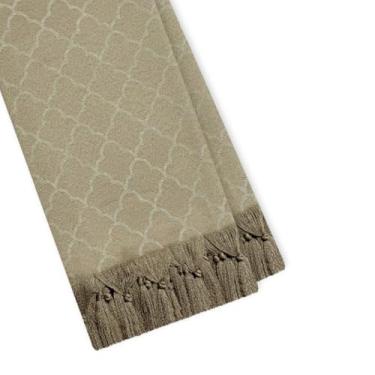 Imagem de Manta Xale para Sofá Artesanal com Franjas Grande 3,00 Metros luxo (TEAR 72 CINZA FENDI E OFF WHITE)