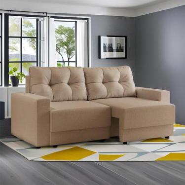 Imagem de Sofá 3 Lugares Retrátil Flufy Linho Bege - Mobly