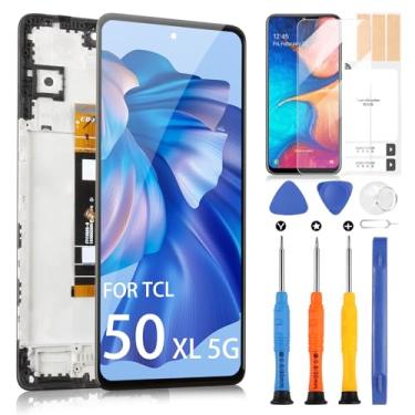 Imagem de Substituição de tela LCD para TCL 50 XL 5G - para TCL 50 XL 5G Display LCD digitalizador para TCL 50XL 5G T702W T702M 17.2 cm Touch Screen Glass Panel Kits de montagem completa (preto com moldura)