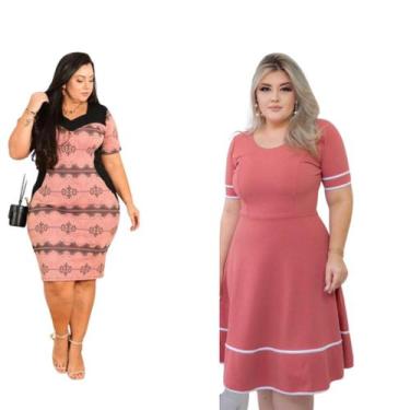 Imagem de Kit 2 Vestidos Midi Moda Plus Size Evangelicos Festas Cultos Cristã Ig