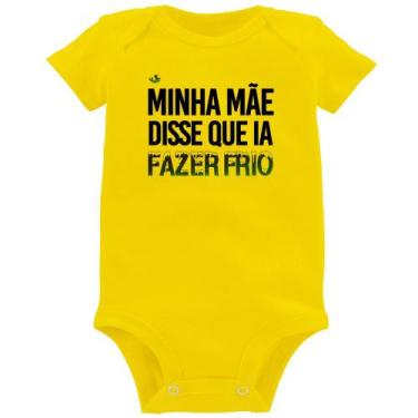 Imagem de Body Bebê Minha mãe disse que ia fazer frio - Foca na Moda, Amarelo, P