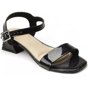 Imagem de Sandália Infantil Molekinha Holográfica Salto Bloco - Preto - 30