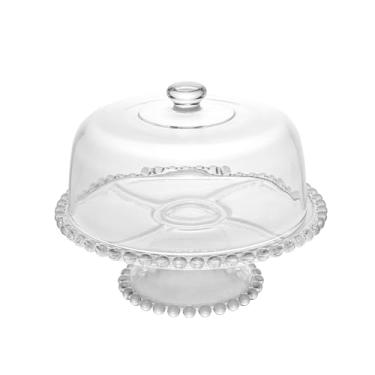 Imagem de WOLFF - Prato para Bolo com Pé de Cristal e Tampa 31cm x 25cm - Linha Pearl