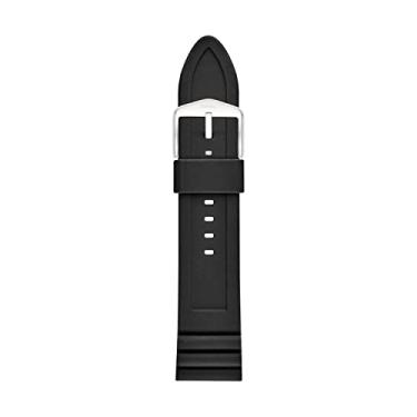 Imagem de Fossil Pulseira de relógio intercambiável de silicone e aço inoxidável, Preto/prata, 24mm, Tradicional, moderno