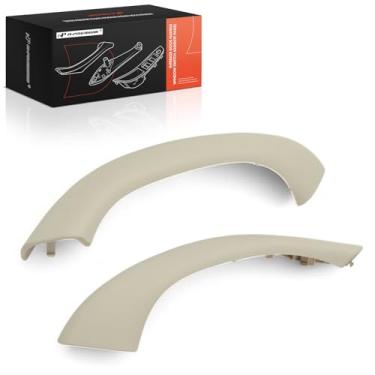 Imagem de A-Premium Capa de acabamento de puxador de porta interior compatível com BMW F48 Series X1 2016-2021, F39 Series X2 2020-2021, lado do motorista e do passageiro, ostra, conjunto de 2 peças