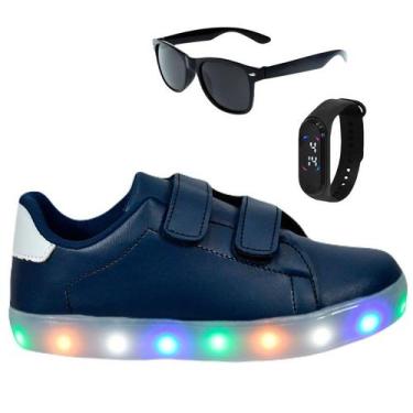 Imagem de Tênis Infantil Masculino Com Led Casual Moderno Confortável Novo +Ócul