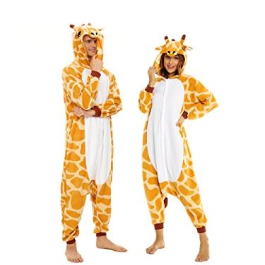Imagem de CANASOUR Pijama de Halloween para adultos, anime, unissex, cosplay, anime, cosplay, fantasia de festa de Natal, Girafa laranja, Large