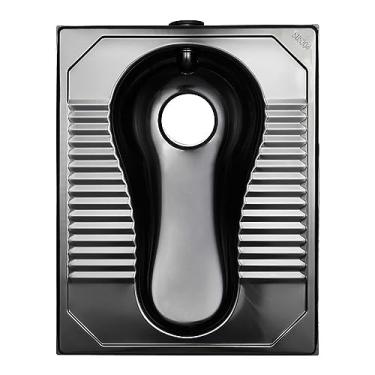 Imagem de CUTPOIY Agachamento de vaso sanitário preto 304 aço inoxidável agachamento tanque de água vaso sanitário desodorante agachamento vaso sanitário mictório de indução (B tanque de água oculto) (tanque de