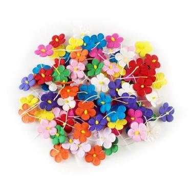 Imagem de KADADSA 100 peças de flores de papel de amoreira de 15 mm em um conjunto misto de 10 cores, mini papel de pétala para artesanato, scrapbooking, miniatura, cartões, artesanato artesanal