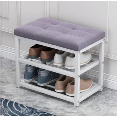 Imagem de Sapateira de banco de varanda moderna para varanda 50/70/90 * profundidade 28 x altura 45 cm resistente e durável, fácil de montar no banco de armazenamento do corredor do quarto sapateira (cinza PU