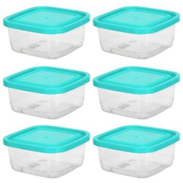 Imagem de Jogo 6 potes quadrado 1300ml transparente com tampa BPA free - ERCAPLA