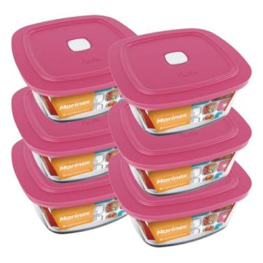 Imagem de Kit com 6 Pote de Vidro c/ Tampa Quadrado 500ML Marinex - NADIR FIGUER