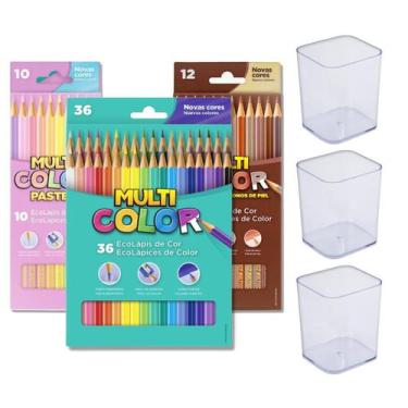 Imagem de Lápis de cor Multicolor kit com 3 caixas mais 3 porta objeto - Multi C