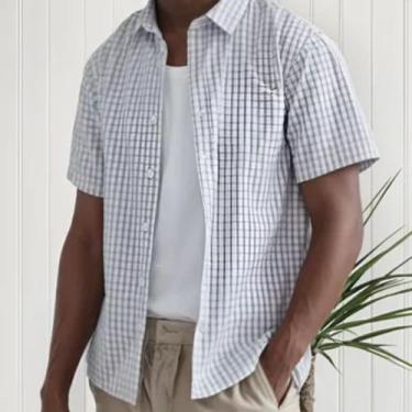 Imagem de Camisa Masculina Xadrez Manga Curta Hering, P, Branco