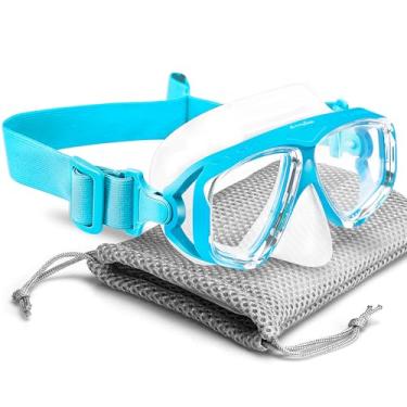 Imagem de OMGear Óculos de natação infantil com cobertura de nariz alça de tecido máscara de mergulho para crianças (4-16) equipamento de mergulho juvenil máscara de natação de silicone anti-arranhões