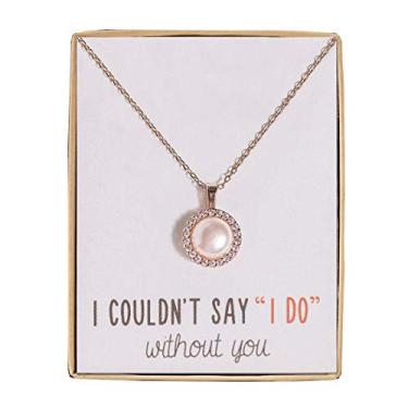 Imagem de A+O Presente de Dama de Honra – Brincos ou Colar de Pérolas de Água Doce em Prata, Ouro Amarelo, Ouro Rosa