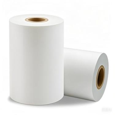 Imagem de 2 rolos 110 mm x 300 m branco, fita de transferência térmica de cera/resina, núcleo 2,5 cm, tinta externa, fita de código de barras compatível com impressora Zebra