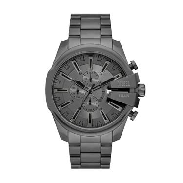 Imagem de Diesel Relógio masculino Mega Chief Slim cronógrafo cinza de aço inoxidável (modelo: DZ4676), Cinza