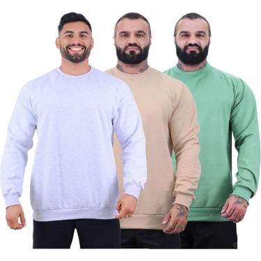 Imagem de Kit 3 Blusa Frio Moletom Basic MXD Conceito Sem Capuz e Bolso Lisas-Masculino