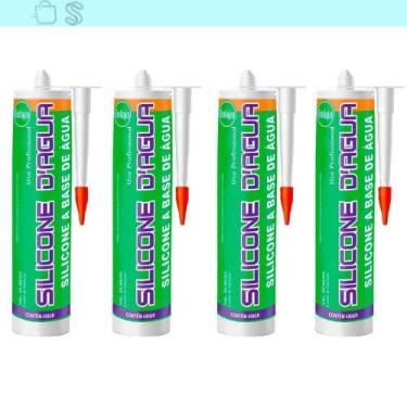 Imagem de Silicone Branco 450G Selante Acrílico Base De Água 4 Unidades Branca -