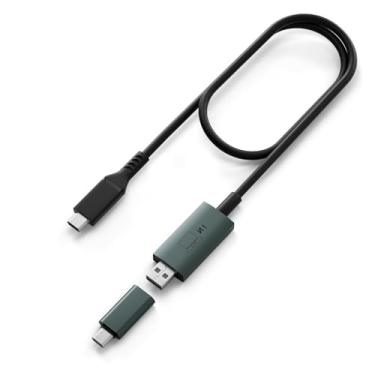 Imagem de Leudaich Cabo de transmissão de vídeo 2 em 1 USB-A/C adequado para monitor triplo de 15,6 polegadas, design sem portas tipo C completas para laptop conectar três telas, especialmente para Macbooks com