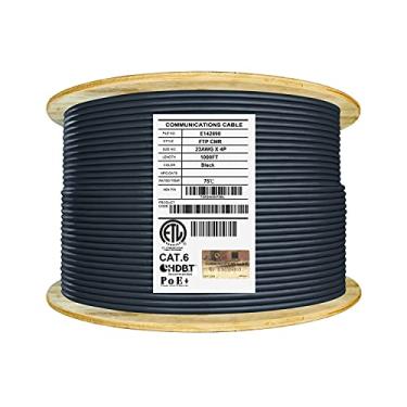 Imagem de Elite Riser Blindado Cat6 (Cmr), 1000 Pés, F/Utp 23Awg, Cobre Sólido Desencapado, 550 Mhz, Certificado Ul, Certificação Ul-Lp, Carretel de Cabo Ethernet Em Massa, Preto