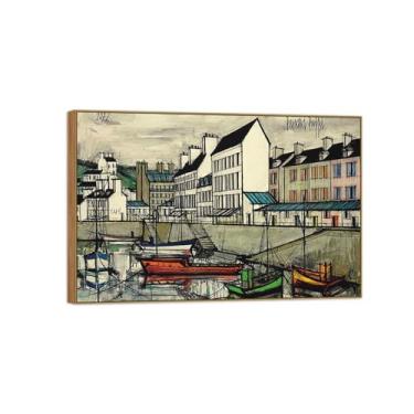 Imagem de Pinturas famosas decoração de arte de parede - imagens para sala de estar - cais de grande porto - pôster em tela com moldura de madeira e impressões 50 x 75 cm 20 x 30 pol