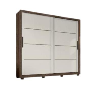 Imagem de Guarda Roupas Casal 2 Portas De Correr 4 Gavetas Premier Zanzini Jacarandá / Off White Jacarandá / Off White