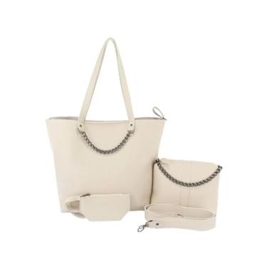 Imagem de Kit Bolsa Feminina Transversal Sacola Necessaire (Marfim)