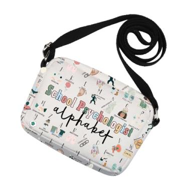 Imagem de MNIGIU Bolsa tiracolo escolar com alfabeto de psicólogo, presente de agradecimento, presente de graduação, para terapeuta conselheiro, Abc