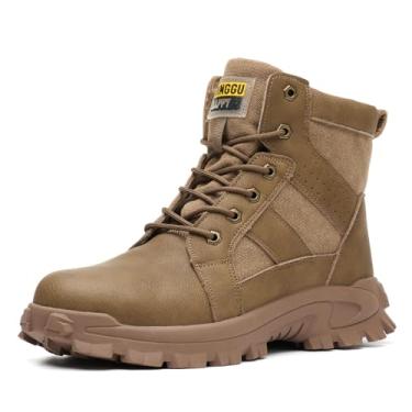 Imagem de DINGGU Botas Masculinas Com Biqueira De Aço, Confortáveis, Indestrutíveis, Para Trabalho, Construção, Segurança Industrial, Marrom 10