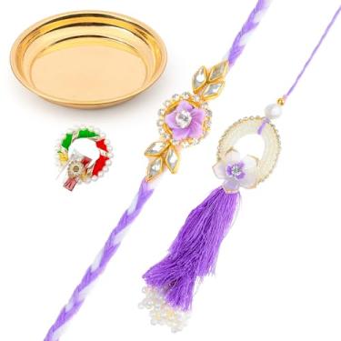 Imagem de Tarini Gallery Conjunto de 2 Rakhi e Lumba para Brother Bhaiya Bhai Bhabhi Raksha Bandhan Thread Roli Chawal Embalagem de Presente, One Size, Plástico, Sem Pedra Preciosa