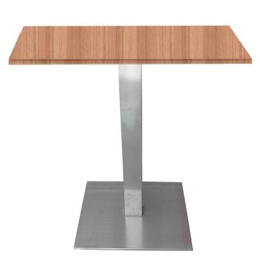 Imagem de Mesa Quadrada Alpha Inox Prata 73,50 Cm (altura) Tampo Mdp Quadrado 60 Cm Noce Naturalle (larg)
