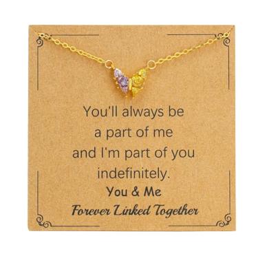 Imagem de SOPIFY Colar feminino com pedra do mês de nascimento de borboleta, dourado, delicado para mãe, filha, irmã, avó, neta, amigas, melhores presentes de pedra do mês de nascimento, Adjustable, Cobre, Sem