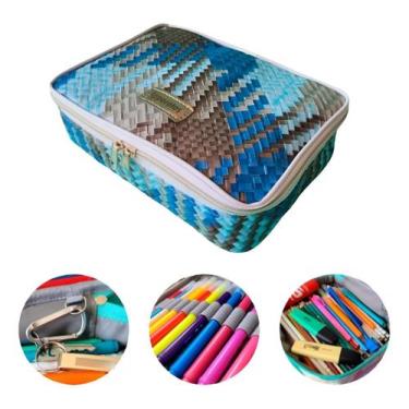 Imagem de Estojo Grande Jumbo Organizador Escolar 200 Lápis Apparatos, Azul