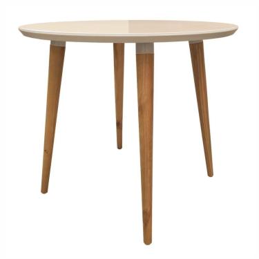 Imagem de Mesa Para Sala De Jantar Redonda Betty Off White Tampo Em Vidro