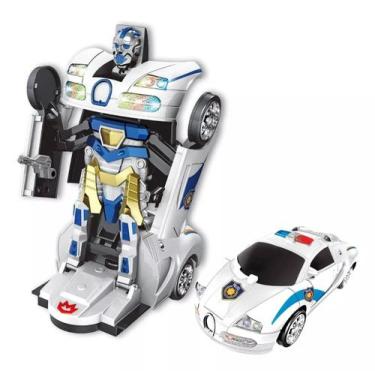 Imagem de Carro Carrinho Brinquedo Policia Transformers Robô Som Luz - S/M
