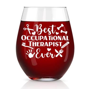 Imagem de Perfectinsoy Taça de vinho Best Occupational Therapist Ever, presentes engraçados de taça de vinho sem haste de terapia ocupacional - presentes de OT e terapeuta para mulheres - OTR médico