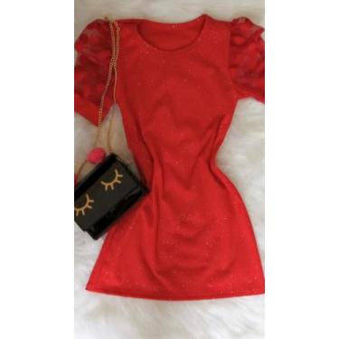 Imagem de Vestido canelado NATAL Com GLITER - Encantada Moda KIDS