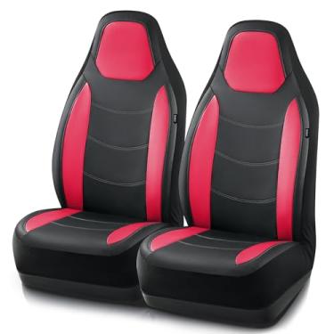 Imagem de Road Comforts Capa de assento de carro, capas de assento de carro de couro dianteiro, capas de assento de carro esportivo com costas baixas automotivas, compatível com airbag, ajuste universal para a