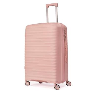 Imagem de Mala Media 23Kg De Viagem Expansível Polipropileno 4 Rodas Duplas 360 Fibra Rígida Tamanho M Leve Resistente Para Despachar (ROSA CLARO, médio)