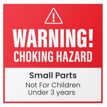 Imagem de 1.5 x 1.5 inch - Warning! Choking Hazard - Small Parts Not for Children Under 3 Years (Red/White) Stickers - Product Safety Label - 2 Pack