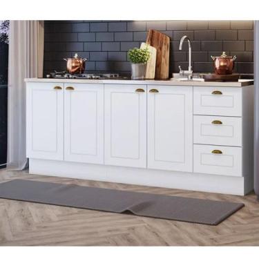 Imagem de Balcão Modulado 200cm para Pia e Cooktop 4 Portas 3 Gavetas Americana 