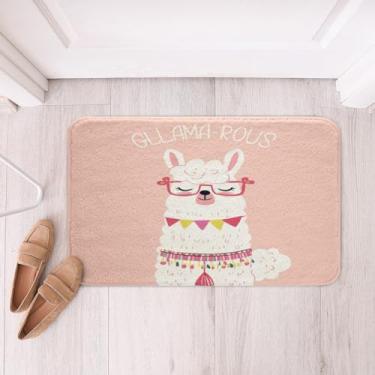 Imagem de Lindos tapetes de banho lhama para banheiro lhama alpaca animal tapetes de banheiro para crianças tema animal 3D tapetes Btah para banheira de chuveiro ultra macios animais da América do Sul impressão decoração rosa acessórios de banheiro 16" x 24"