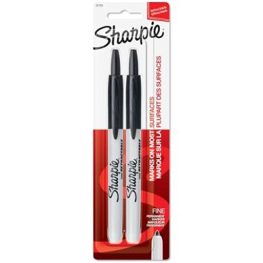 Imagem de Sharpie Marcadores permanentes de ponta fina retráteis, cor preta, 2 unidades por pacote (pacote com 1) modelo 32724