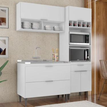 Imagem de Armário de Cozinha CP02 Com Pia 100cm Pérola Z34 Branco - Mpozenato, B