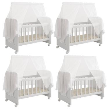 Imagem de Kit 04 Berços Para Boneca Magia Brinquedo Infantil Branco