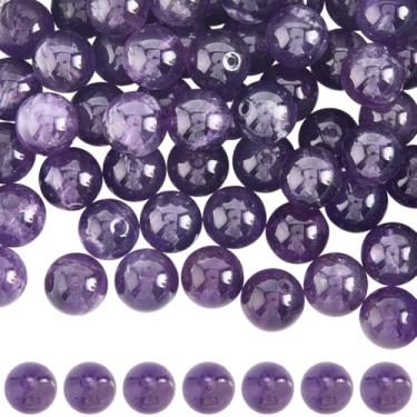 Imagem de SUNNYCLUE 1 caixa, 100 peças, contas de ametista, contas de pedra roxa, fio de 8 mm, pedra preciosa natural, redondo, liso, cristal, espaçador solto para joias, artesanato, pulseiras, colares